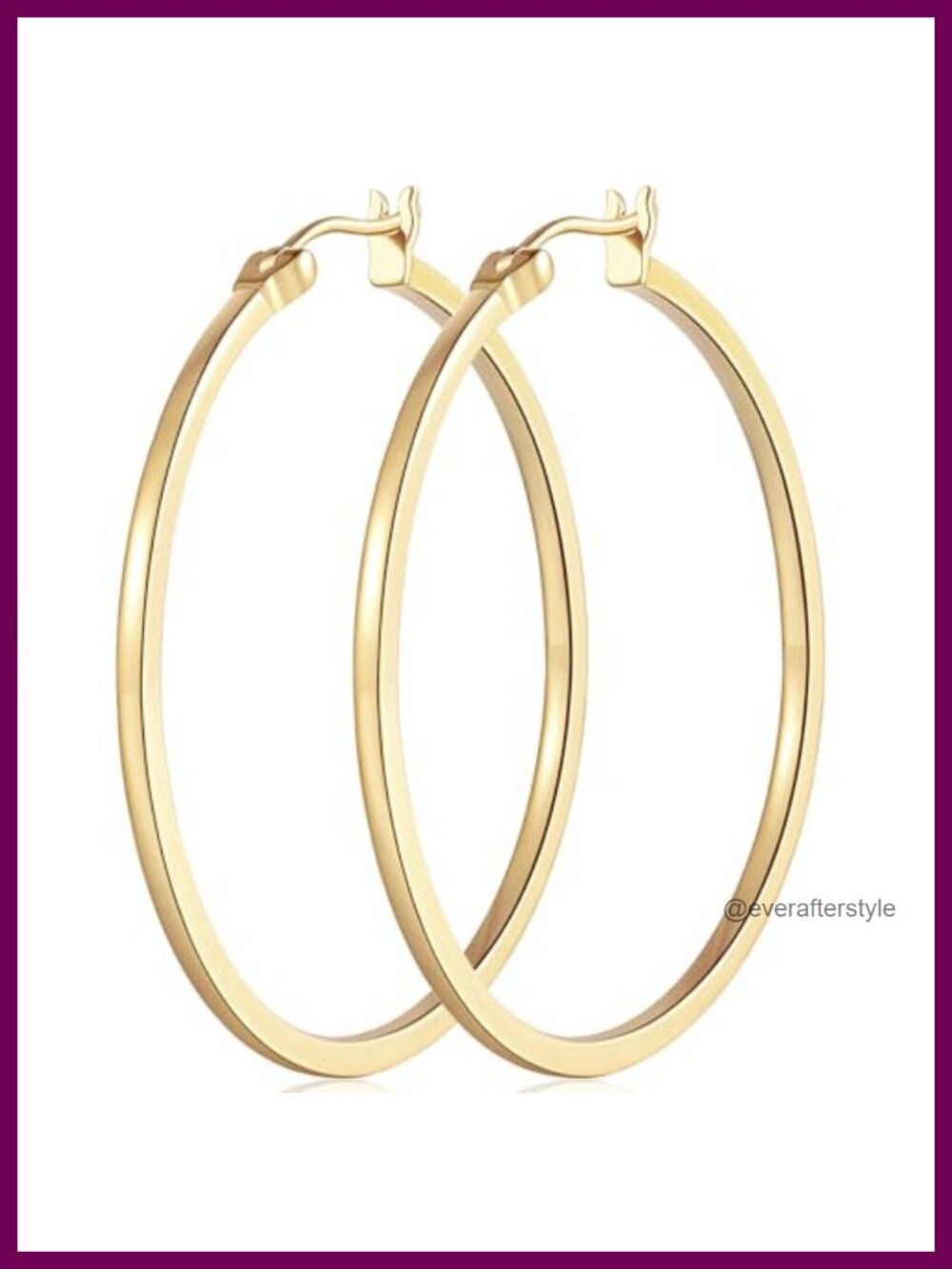 14K Gold Plated Square-Edge Hoop Earrings for Women Hypoallergenic Lever Back